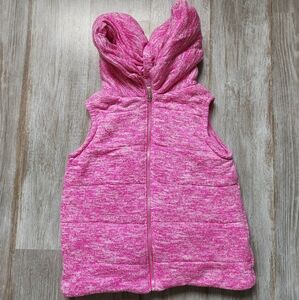 Chance or Fate Vest Sleeveless Pink White Stretch Hooded Soft Warm Girls Sz L
